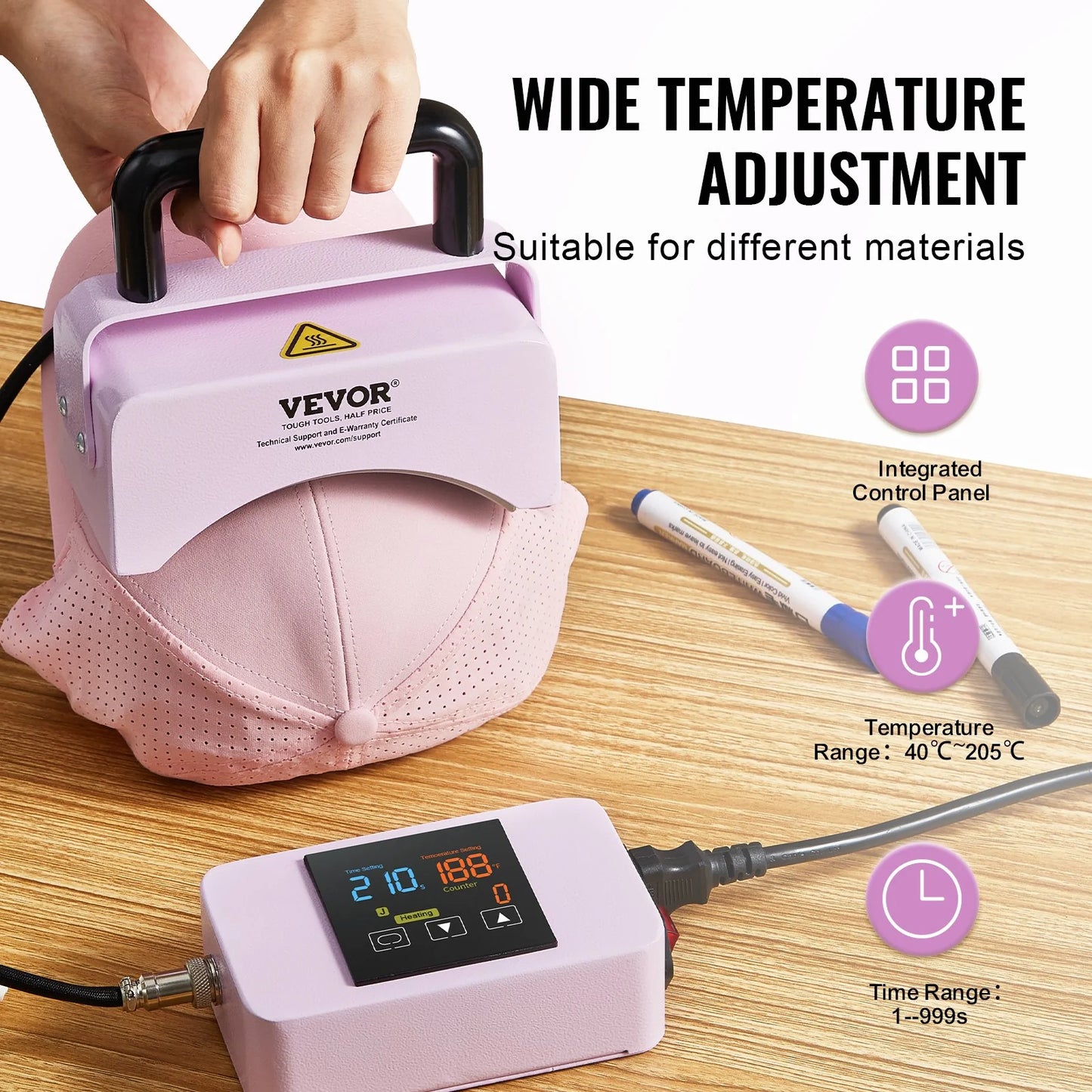 VEVOR Mini Hat Heat Press Machine for Caps, 5.9 x 3.15 Inch Plate, Purple
