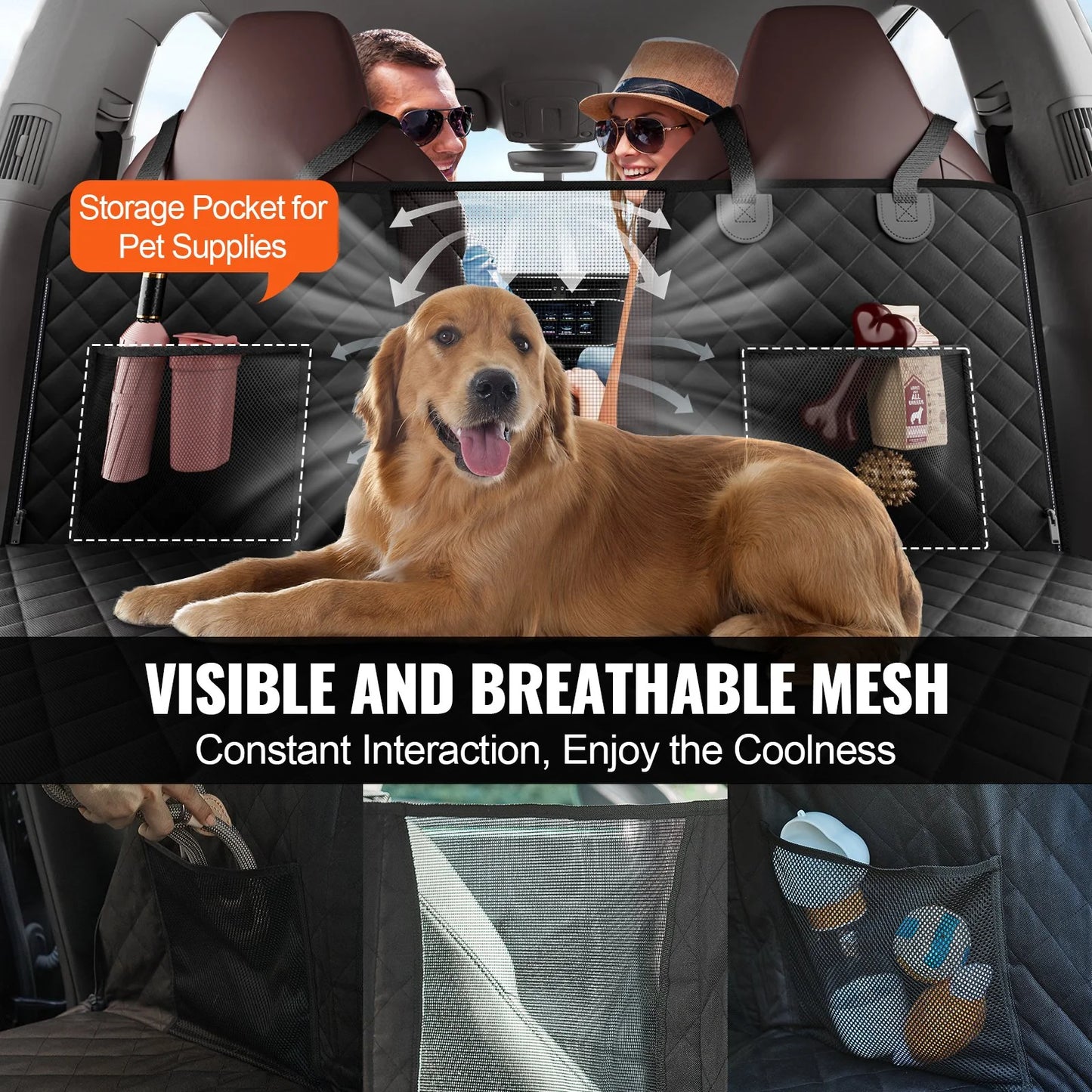 VEVOR 52 x 24.8 Inch Waterproof Dog Car Seat Cover for Back Seat, 600D Fabric for Vehicles