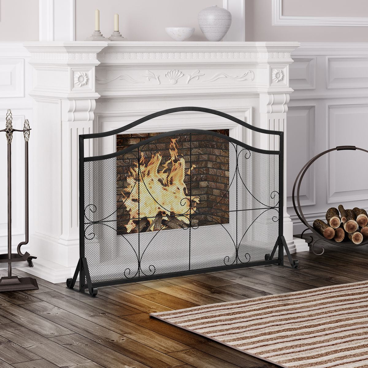 Pare-Feu Pour Cheminée/Poêle 1 Grand Volets Long 112 Cm Haut 83,5 Cm En Métal