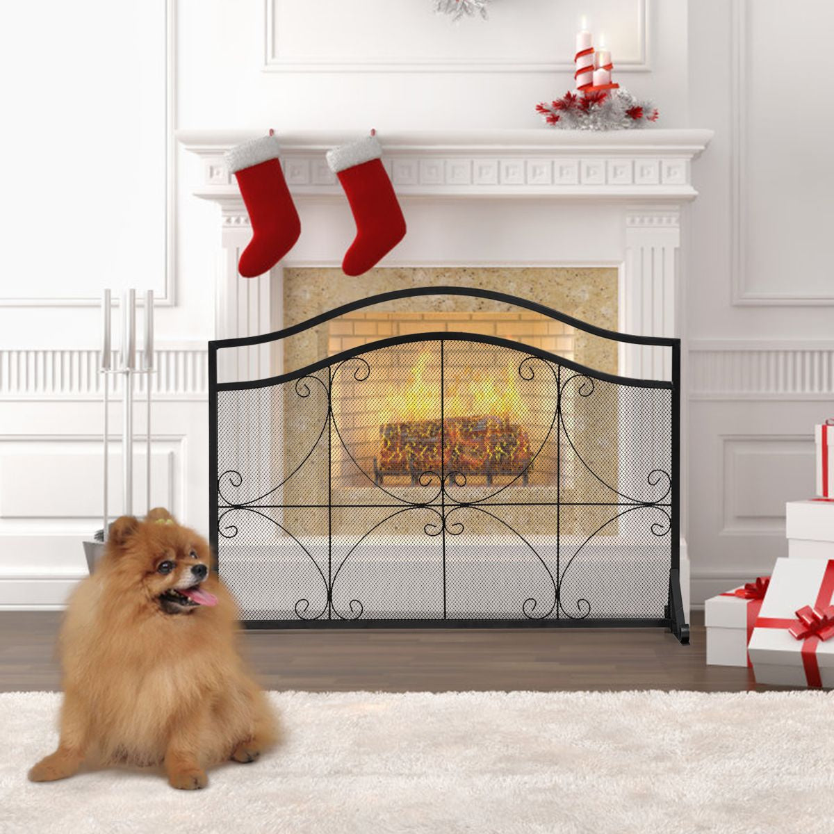 Pare-Feu Pour Cheminée/Poêle 1 Grand Volets Long 112 Cm Haut 83,5 Cm En Métal