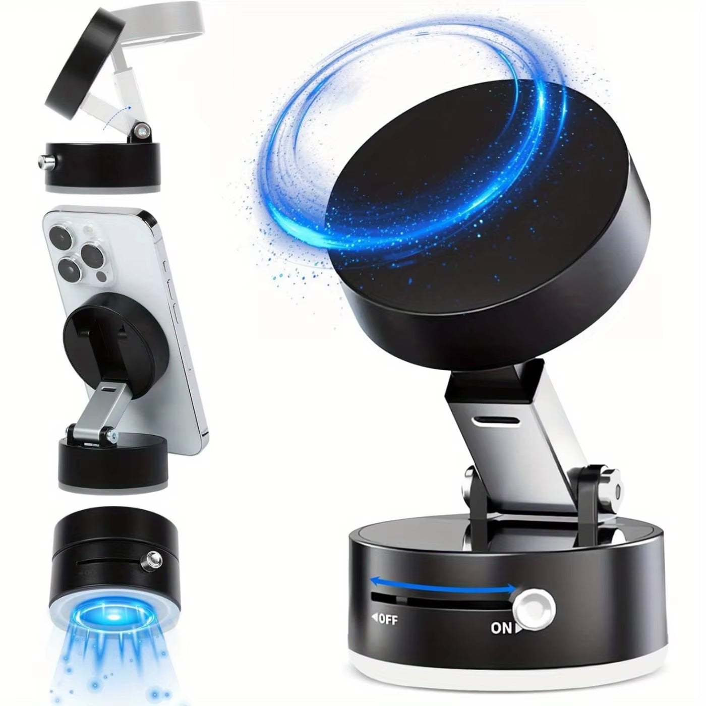 2025 New Magnetic Suction Car Phone Mount Foldable and Retractabl, Hands-Free Magnetic Cell Phone Holder for All Smooth Surface