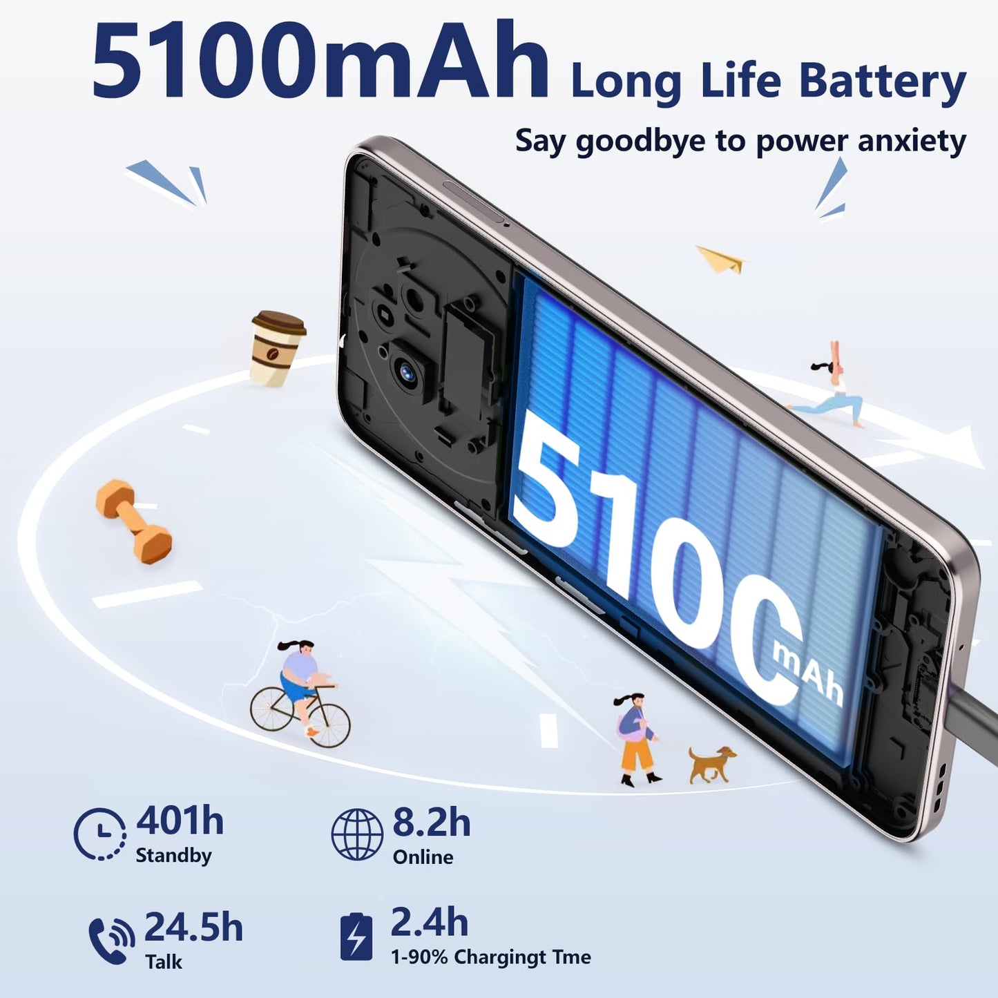 IIIF150 Action A5 Pro Mobile Phone Android 15, 8(3+5) GB +256GB/1TB Smartphone Cheap, 6.88 Inch HD+ & 1 Inch Rear Screen, 5100mAh Telephone Gaming, 16MP+5MP, 4G Doble SIM/GPS/Fingerprint/OTG/3.5mm