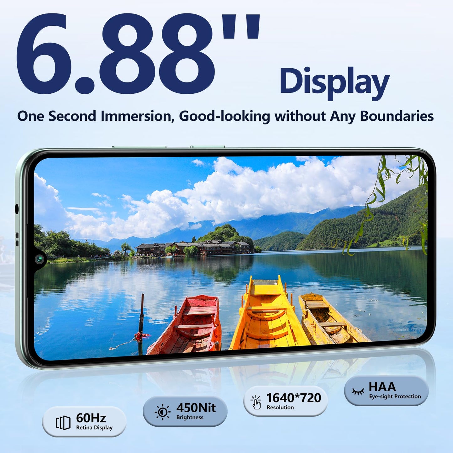 IIIF150 Action A5 Pro Mobile Phone Android 15, 8(3+5) GB +256GB/1TB Smartphone Cheap, 6.88 Inch HD+ & 1 Inch Rear Screen, 5100mAh Telephone Gaming, 16MP+5MP, 4G Doble SIM/GPS/Fingerprint/OTG/3.5mm