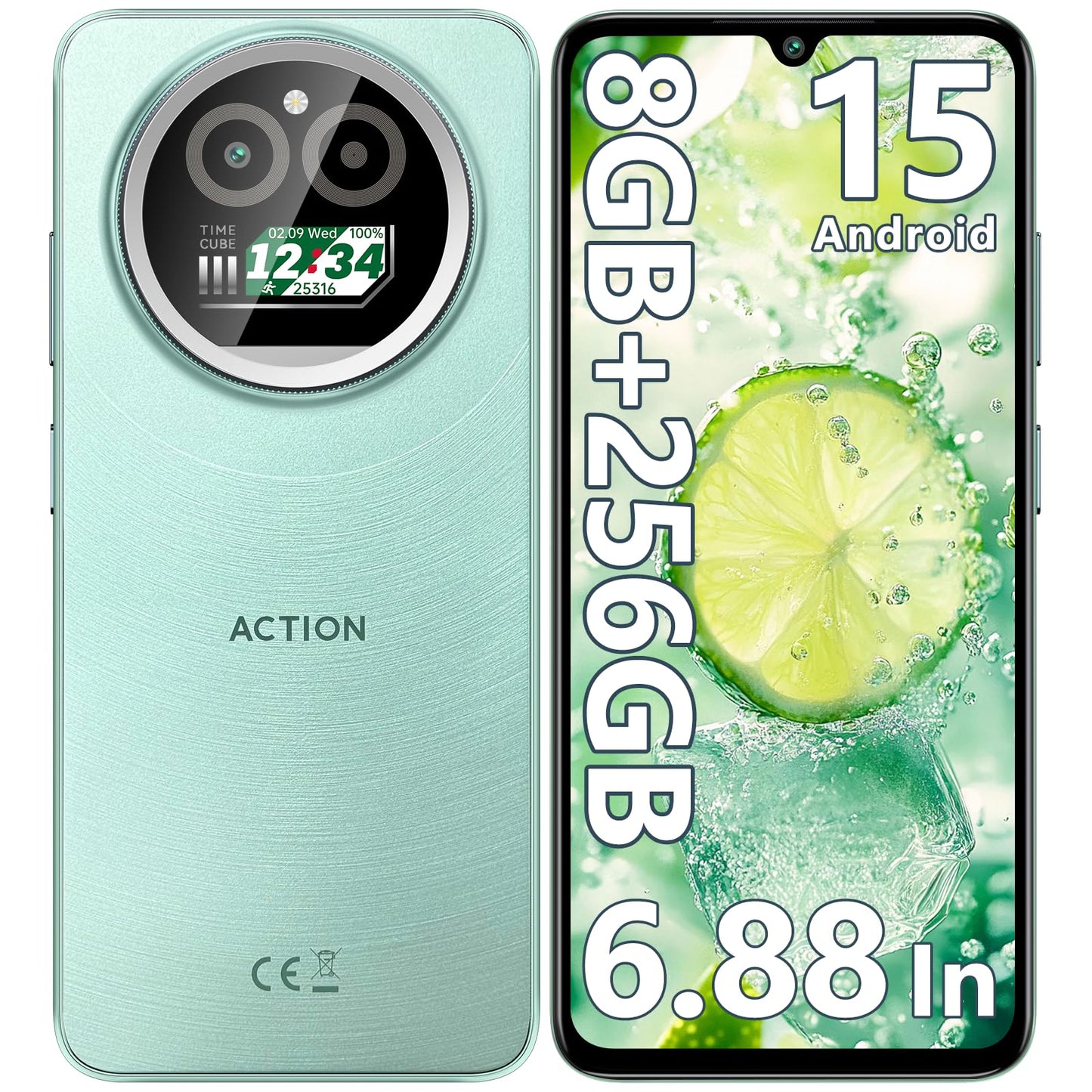 IIIF150 Action A5 Pro Mobile Phone Android 15, 8(3+5) GB +256GB/1TB Smartphone Cheap, 6.88 Inch HD+ & 1 Inch Rear Screen, 5100mAh Telephone Gaming, 16MP+5MP, 4G Doble SIM/GPS/Fingerprint/OTG/3.5mm