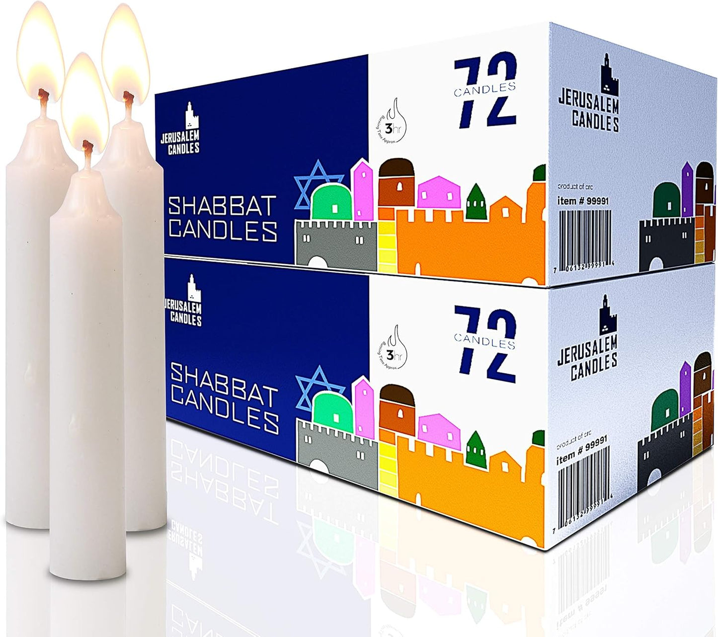 Shabbat Candles, Traditional Shabbos Candles, 3 Hour (Pack of 2) - 72 Candles (144 Candles)