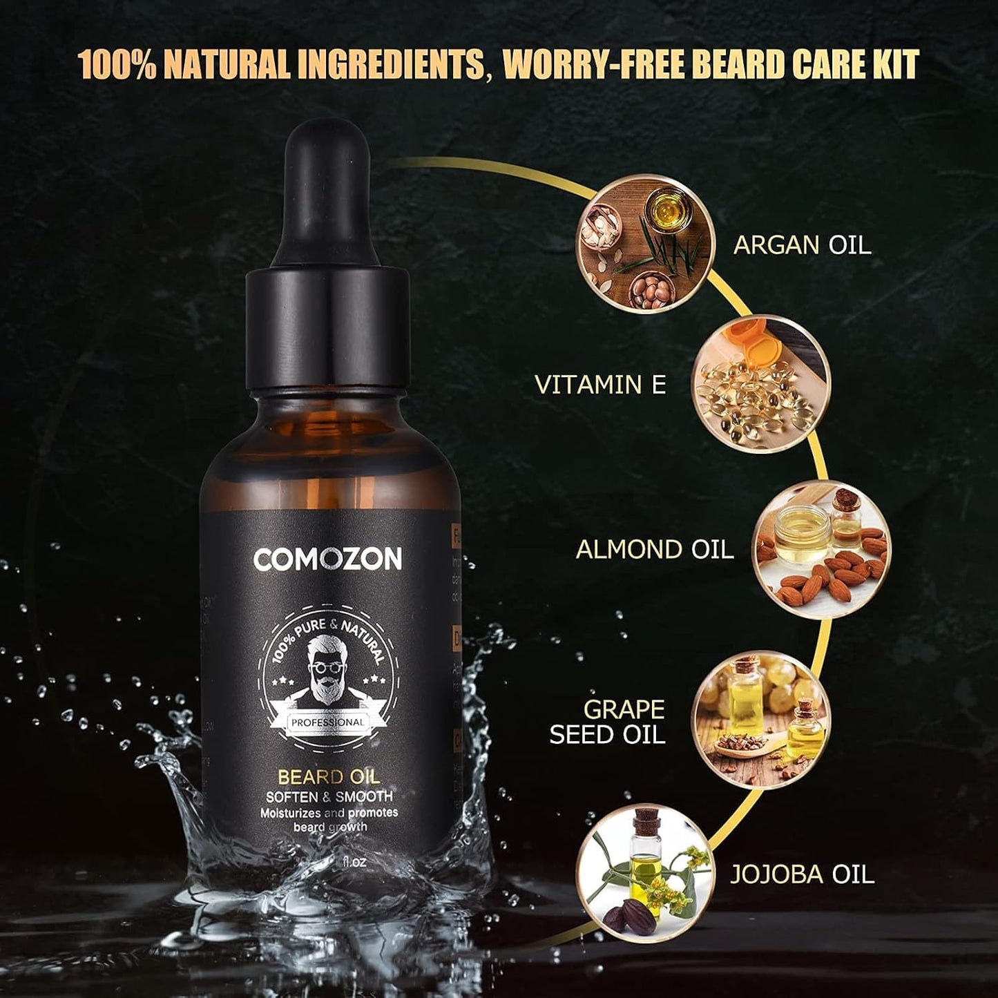 Kit Barbe Homme Complet 12 En 1, Kit De Soin Barbe Homme Avec Rouleau Barbe Contenir Huile Barbe, Shampoing Barbe,CrĂšmes De Barbe, Peigne Barbe,Ciseaux Barbe,Brosse Ă Barbe, Rasoir, 10 Lames Barbe