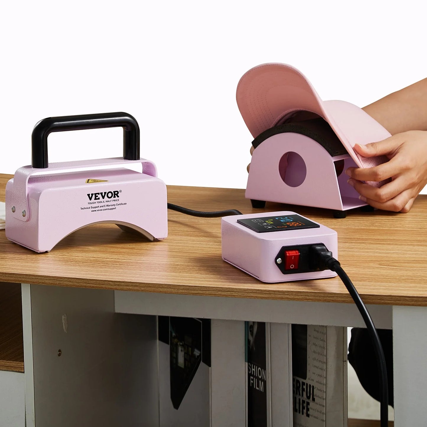 VEVOR Mini Hat Heat Press Machine for Caps, 5.9 x 3.15 Inch Plate, Purple