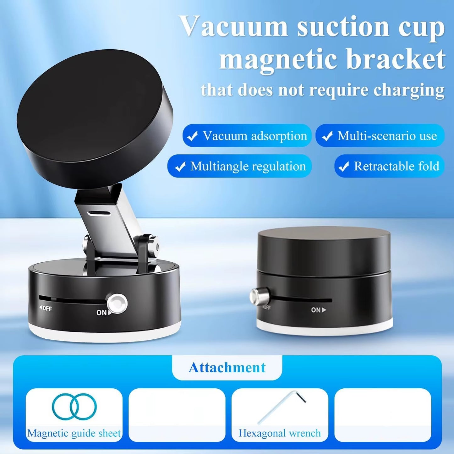 2025 New Magnetic Suction Car Phone Mount Foldable and Retractabl, Hands-Free Magnetic Cell Phone Holder for All Smooth Surface