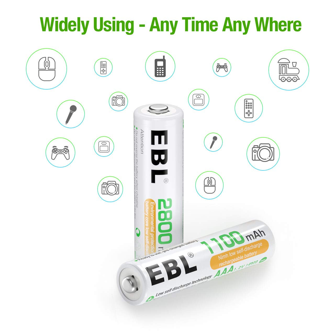 AA Rechargeable Batteries 2800Mah (4 Pack) and AAA Rechargeable Batteries 1100Mah (4 Pack), 1.2V Ni-Mh Batteries Combo