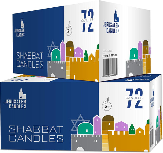 Shabbat Candles, Traditional Shabbos Candles, 3 Hour (Pack of 2) - 72 Candles (144 Candles)