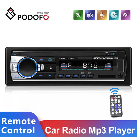 Car Radio Stereo Player Digital Bluetooth MP3 Player JSD-520 60Wx4 FM Audio Stereo Music USB/SD with in Dash AUX Input