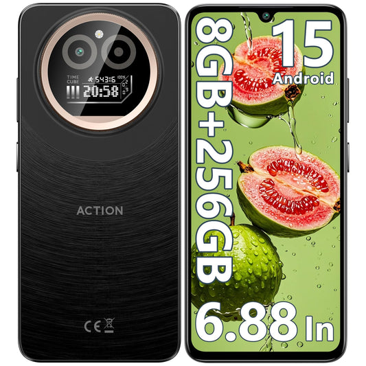 IIIF150 Action A5 Pro Mobile Phone Android 15, 8(3+5) GB +256GB/1TB Smartphone Cheap, 6.88 Inch HD+ & 1 Inch Rear Screen, 5100mAh Telephone Gaming, 16MP+5MP, 4G Doble SIM/GPS/Fingerprint/OTG/3.5mm