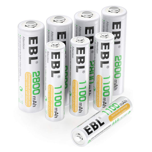 AA Rechargeable Batteries 2800Mah (4 Pack) and AAA Rechargeable Batteries 1100Mah (4 Pack), 1.2V Ni-Mh Batteries Combo