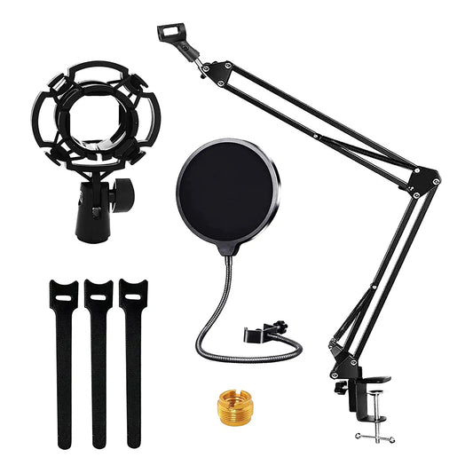 Support de Microphone à 5 cœurs, Suspension, bras de flèche à ciseaux avec support anti-choc, filtre anti-Pop double couche