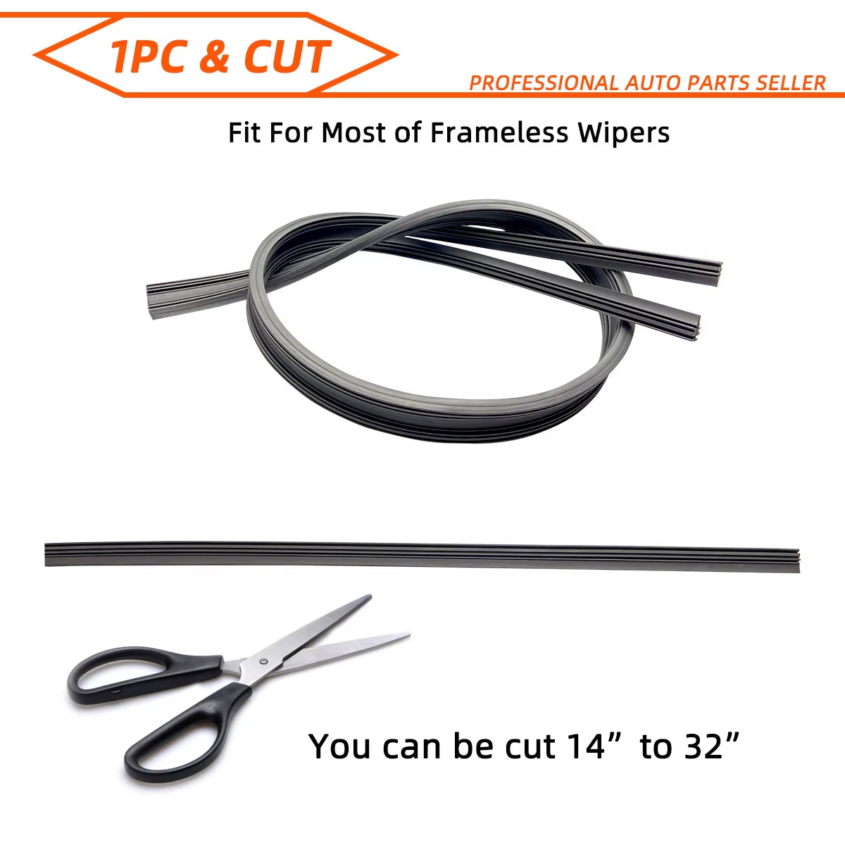 1Pc of Car Wiper Rubber Strip Can Be Cut Wiper Rubber Strip Replacement Parts 14"16"17"18" 19"20"21"22"24"26"28"30"32"Optional