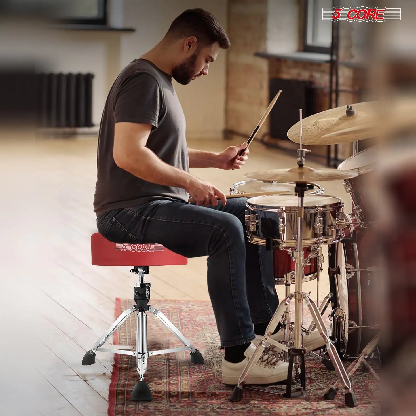 Siège de batteur de tabouret de guitare réglable rembourré de trône de tambour de 5 noyaux pour des adultes et des enfants